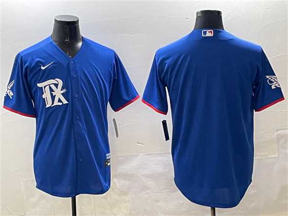 Men%27s Texas Rangers Blank Royal City Connect Stitched Jersey